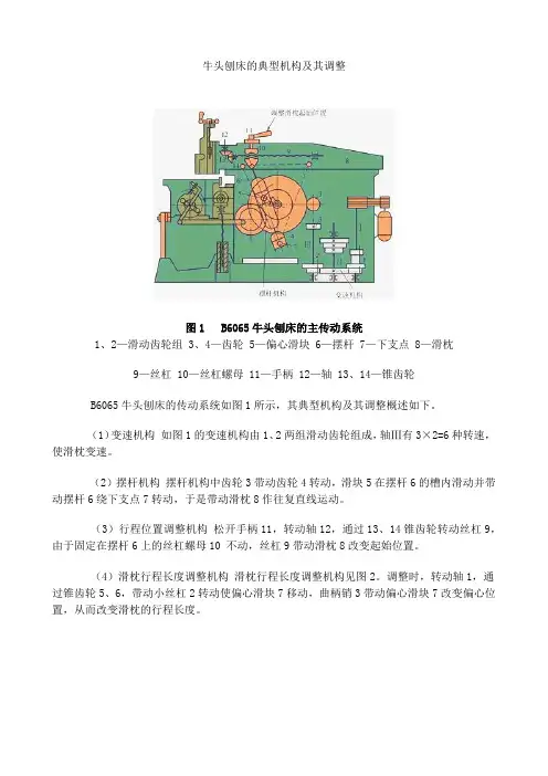 牛头刨床的典型机构及其调整