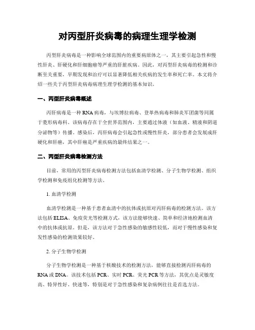 对丙型肝炎病毒的病理生理学检测