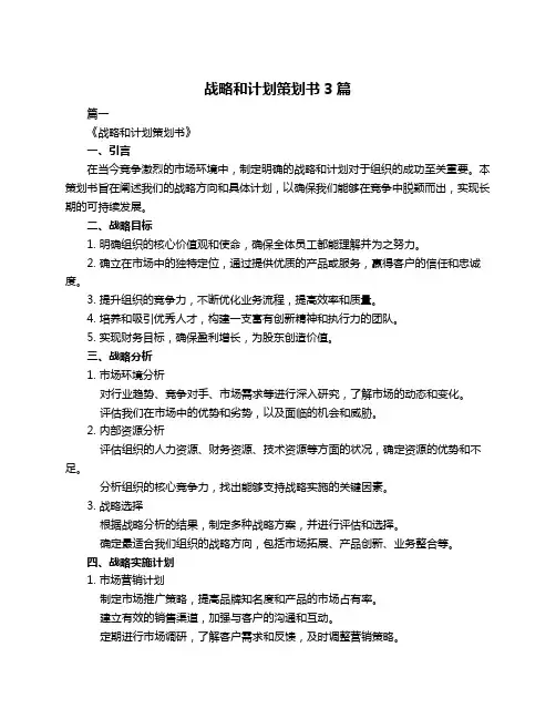 战略和计划策划书3篇
