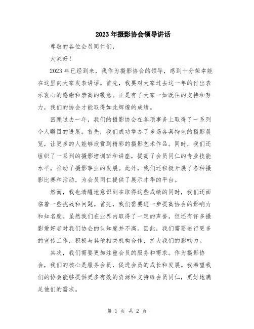 2023年摄影协会领导讲话