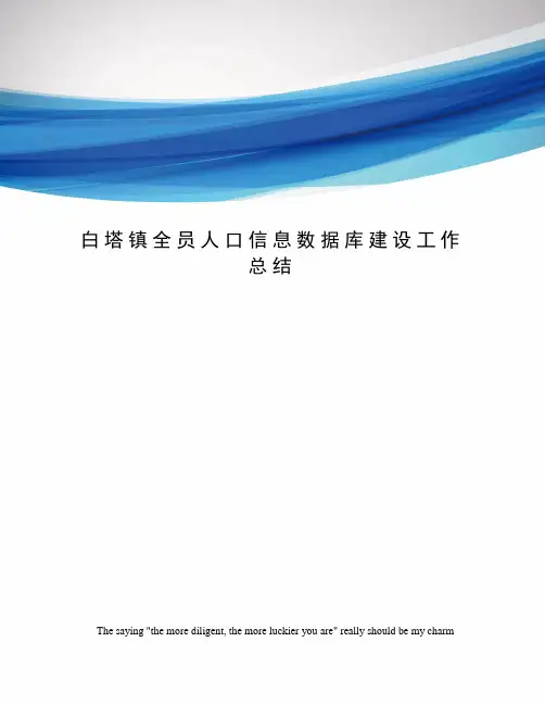 白塔镇全员人口信息数据库建设工作总结