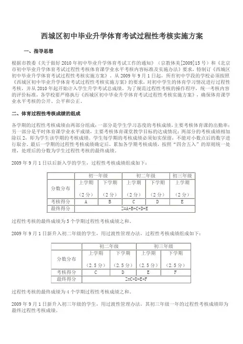 北京市初中毕业升学体育考试过程性考核实施方案