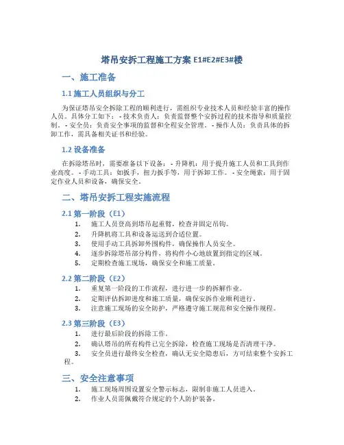 塔吊安拆工程施工方案E1#E2#E3#楼