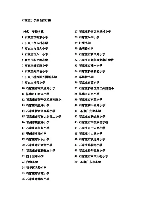 石家庄小学综合排行榜