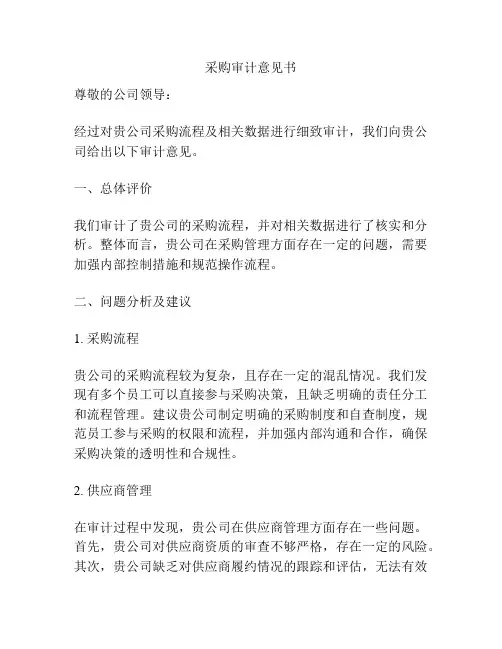 采购审计意见书
