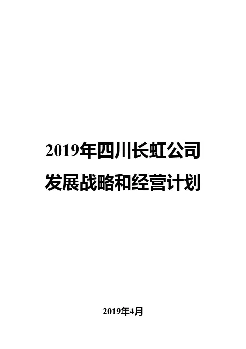2019年四川长虹公司发展战略和经营计划