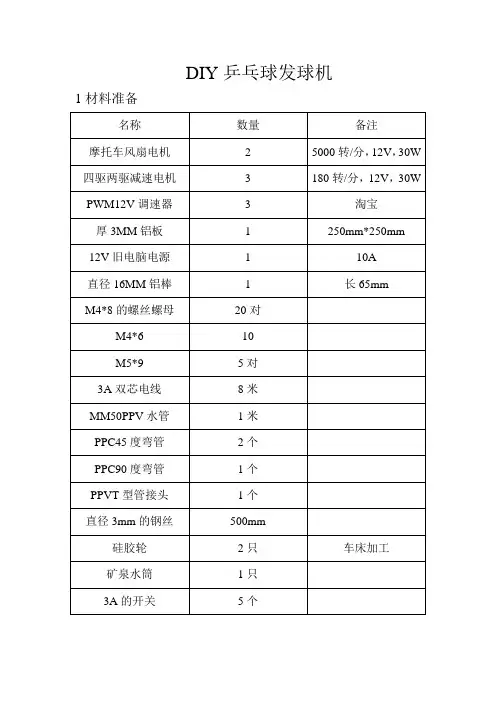 DIY乒乓球发球机