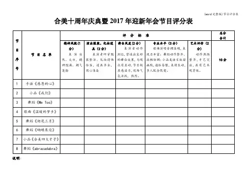 (word完整版)节目评分表
