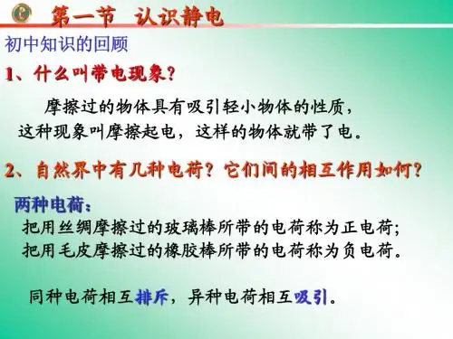 广东省河源市龙川县第一中学高中物理选修3-1第一章课件 认识静电