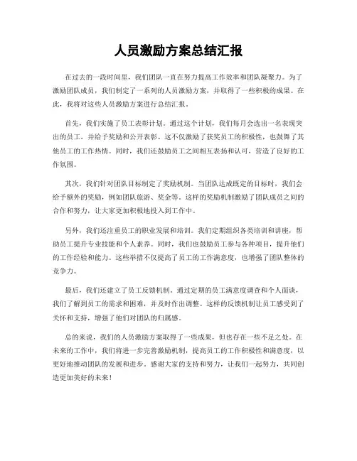 人员激励方案总结汇报