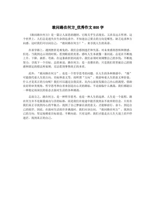 敢问路在何方_优秀作文800字