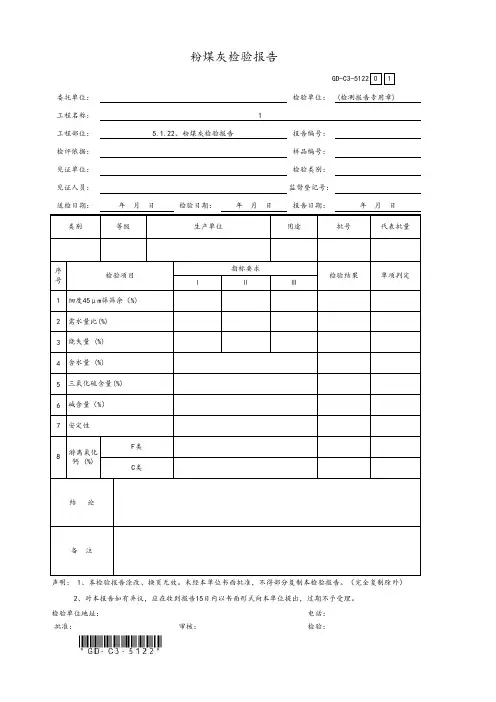 粉煤灰检验报告