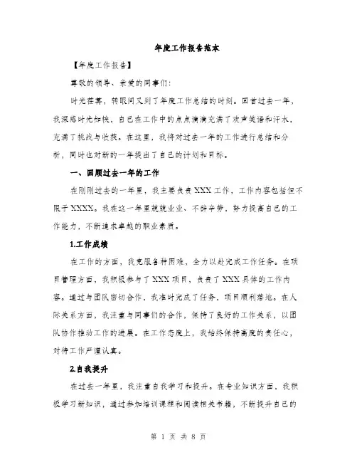 年度工作报告范本