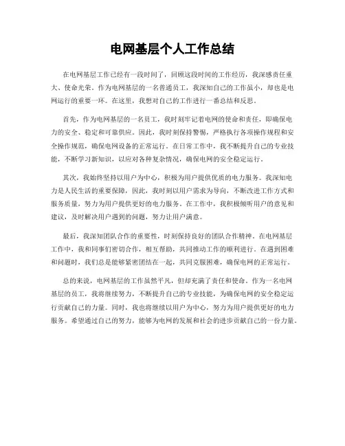 电网基层个人工作总结