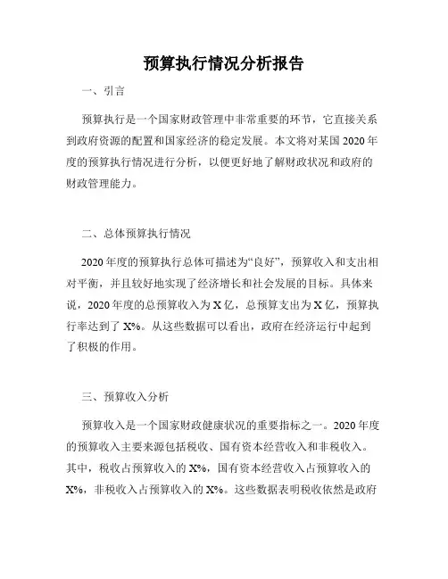 预算执行情况分析报告