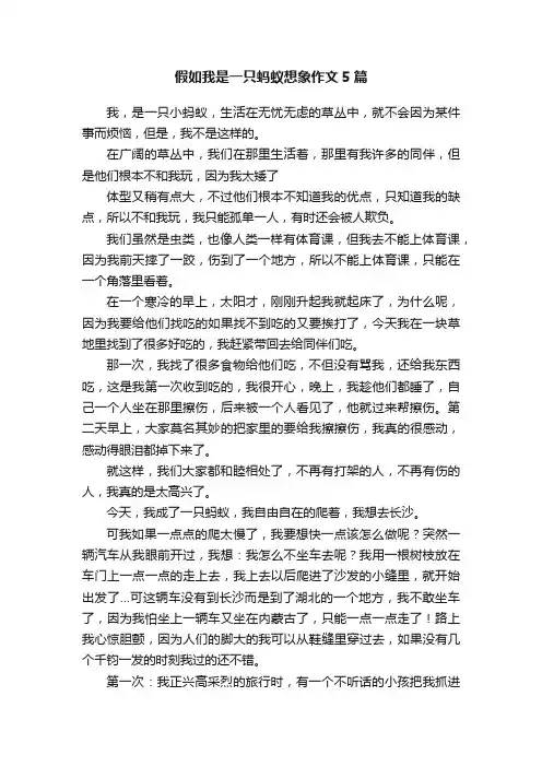 假如我是一只蚂蚁想象作文5篇