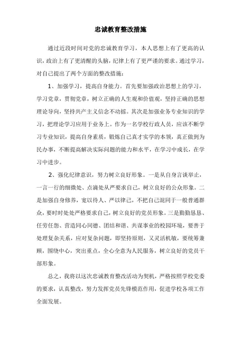 忠诚教育整改措施