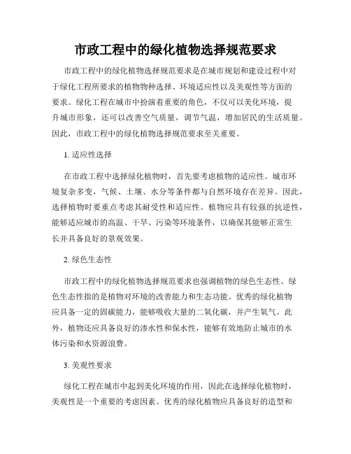 市政工程中的绿化植物选择规范要求
