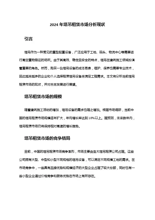 2024年塔吊租赁市场分析现状