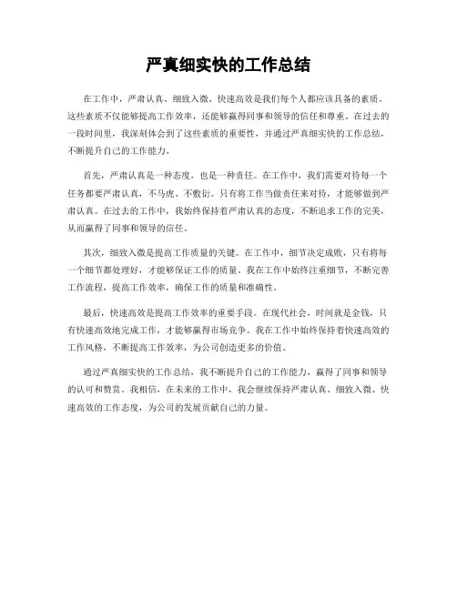 严真细实快的工作总结