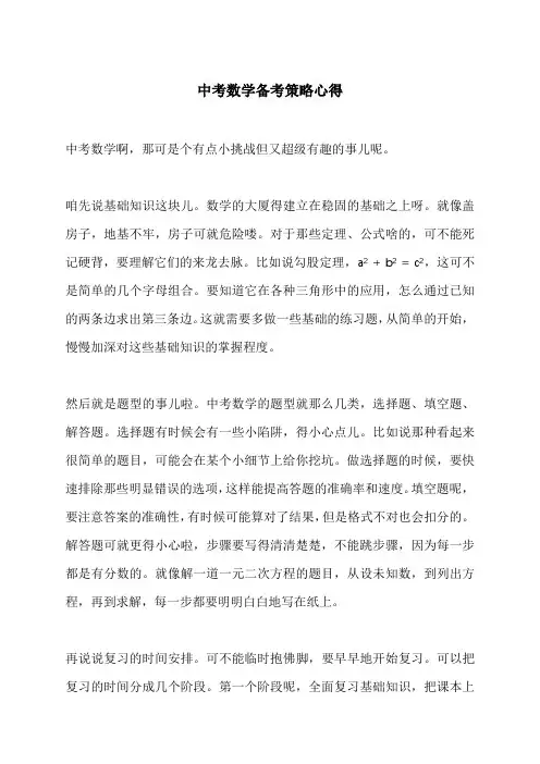 中考数学备考策略心得