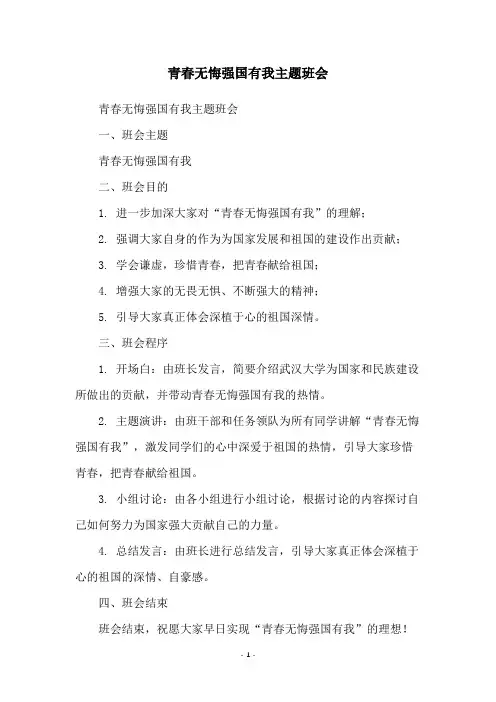 青春无悔强国有我主题班会