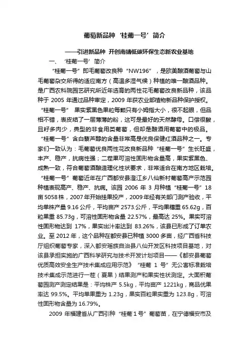 葡萄新品种‘桂葡一号’简介
