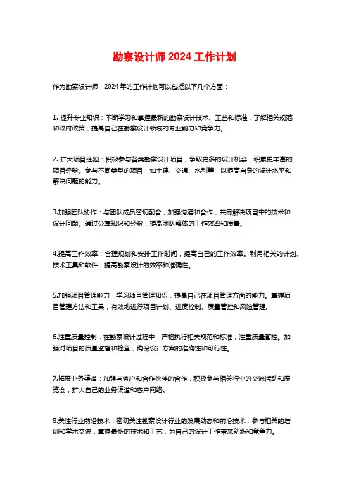 勘察设计师2024工作计划
