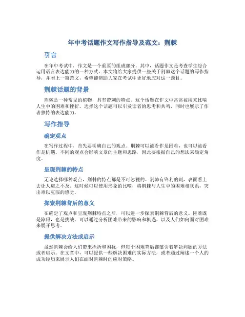 年中考话题作文写作指导及范文：荆棘