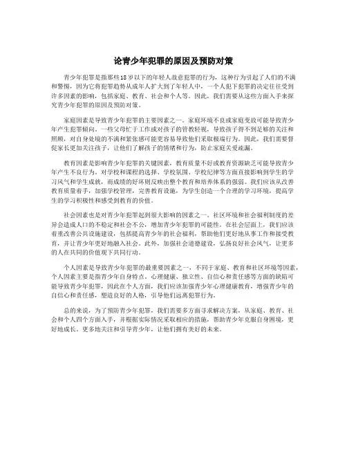 论青少年犯罪的原因及预防对策