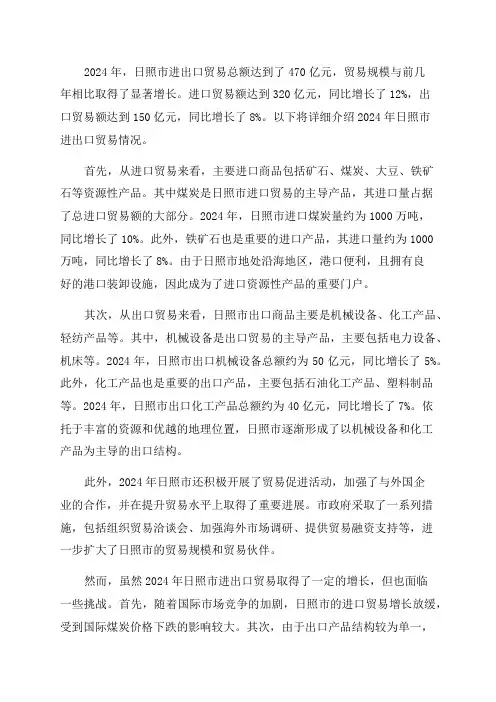 日照市2024年全市进出口贸易情况