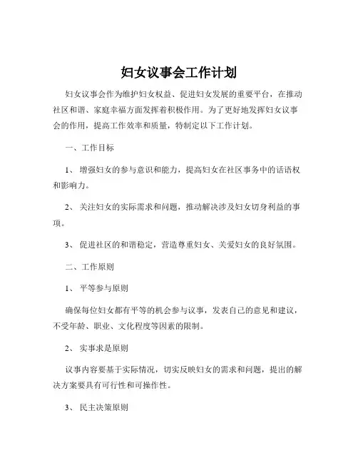 妇女议事会工作计划