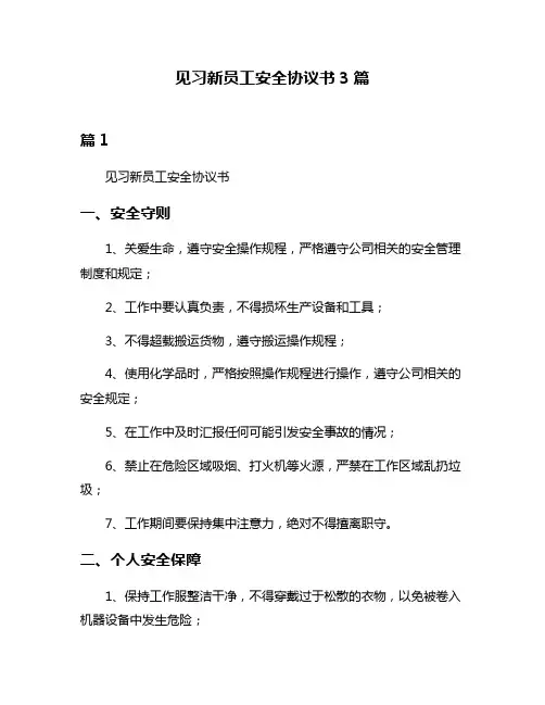 见习新员工安全协议书3篇