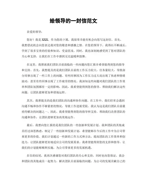 给领导的一封信范文