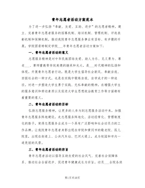 青年志愿者活动方案范本(3篇)