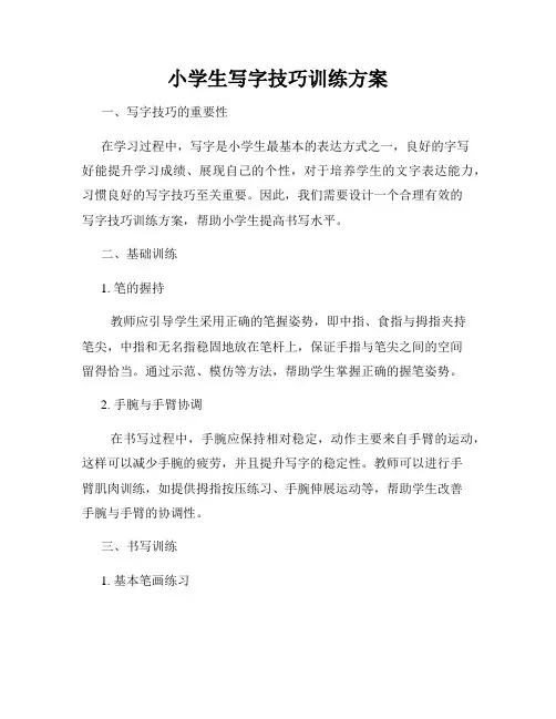小学生写字技巧训练方案