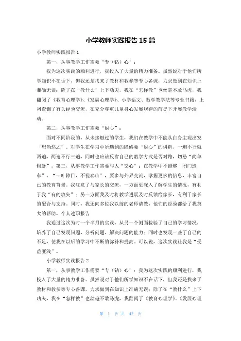 小学教师实践报告15篇