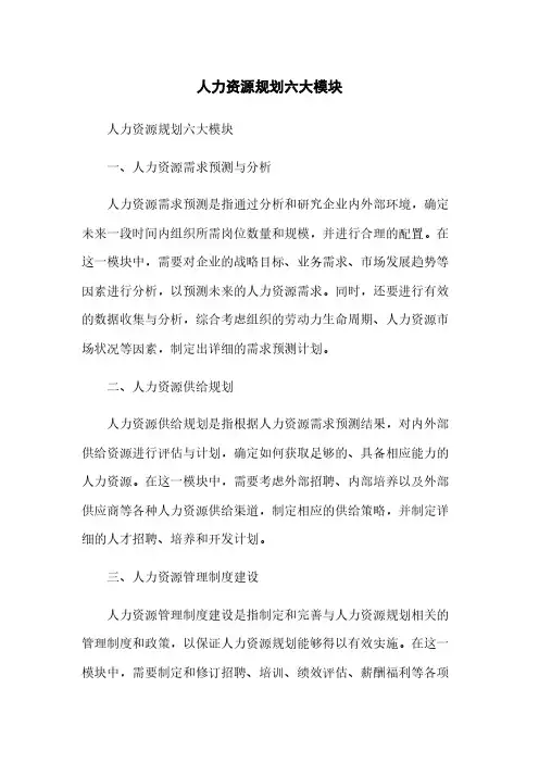 人力资源规划六大模块