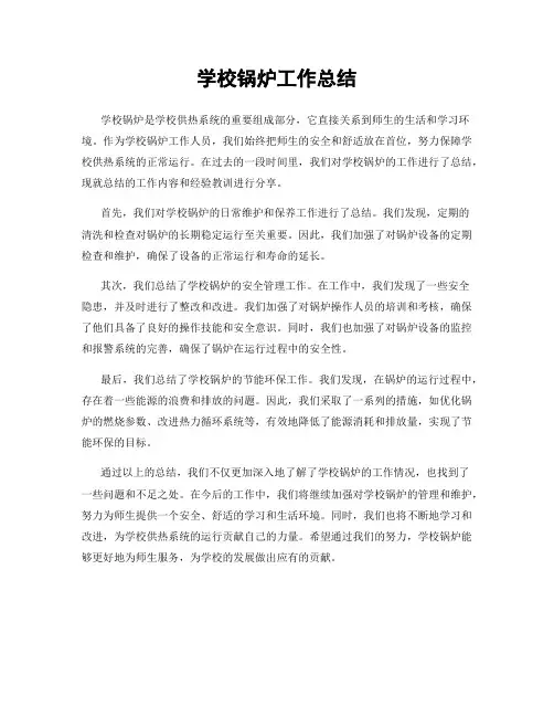 学校锅炉工作总结