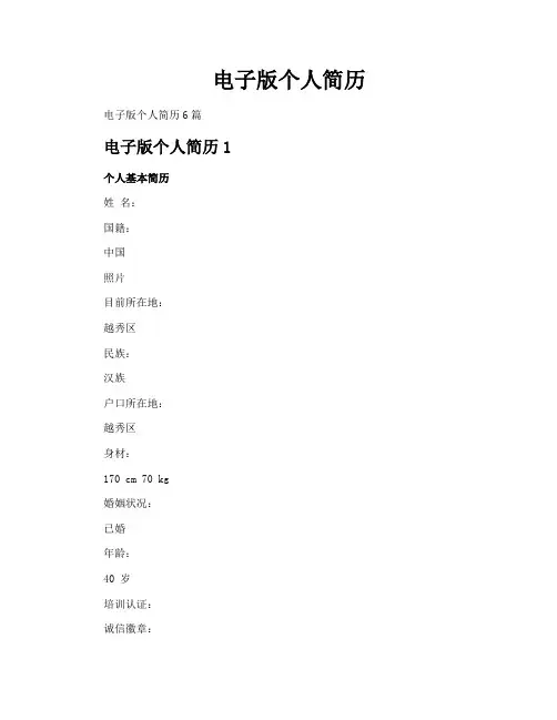 电子版个人简历
