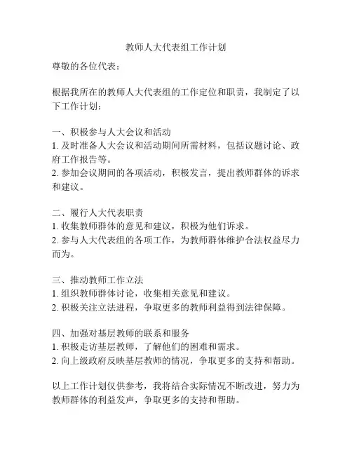 教师人大代表组工作计划