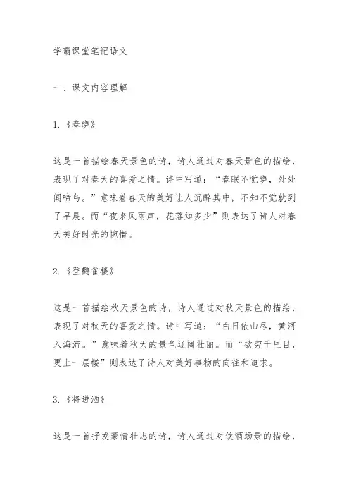 学霸课堂笔记语文