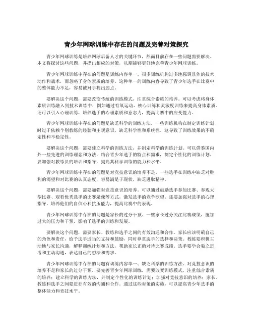 青少年网球训练中存在的问题及完善对策探究