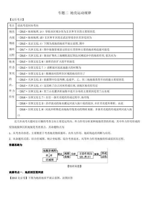 【2020高考】文科地理专题复习练习----地壳运动规律(3套含答案解析)
