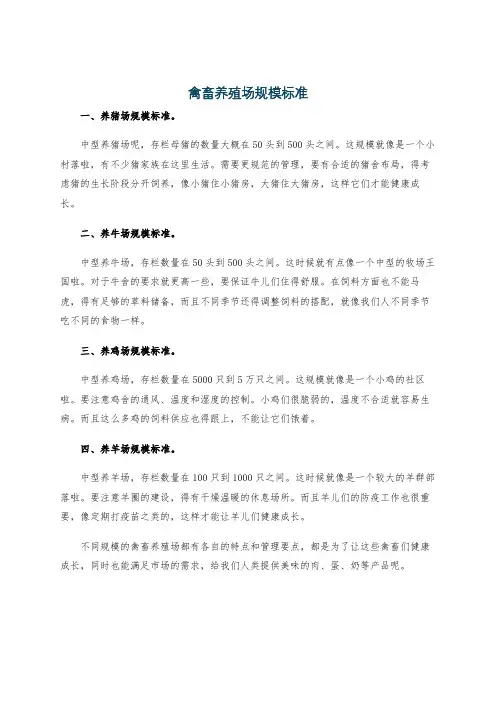 禽畜养殖场规模标准