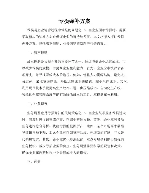 亏损弥补方案