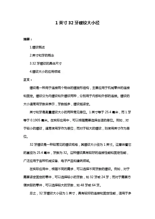 1英寸32牙螺纹大小径