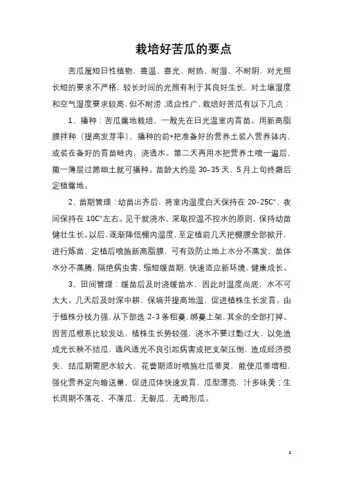 栽培好苦瓜的要点