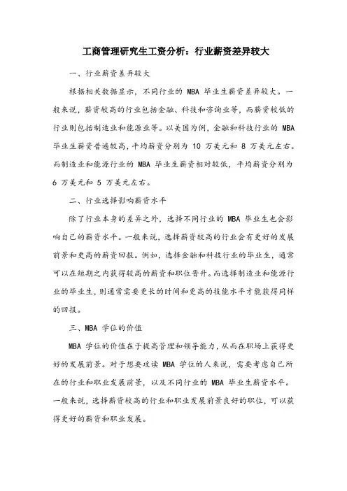 工商管理研究生工资