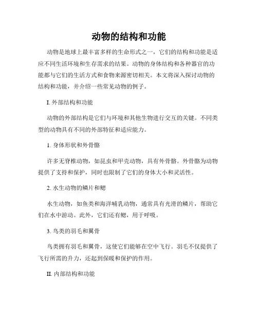 动物的结构和功能